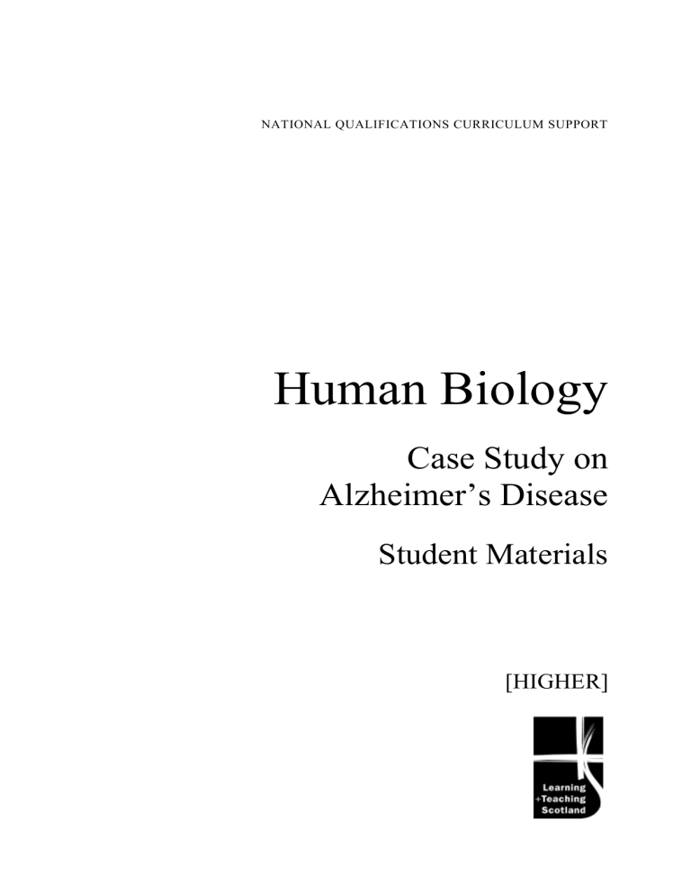 Human Biology Case Study On Alzheimer’s Disease Student Materials