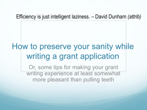 How to preserve your sanity while writing a grant application