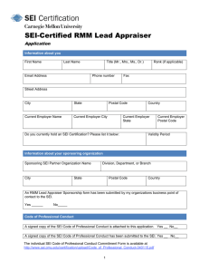 SEI-Certified RMM Lead Appraiser Application