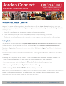 Jordan Connect Welcome to Jordan Connect! Student and Alumni Users’ Guide