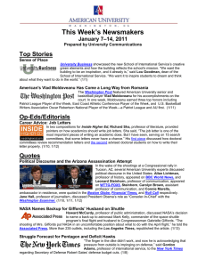 This Week’s Newsmakers Top Stories –14, 2011 January 7