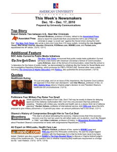 This Week’s Newsmakers Top Story – Dec. 17, 2010 Dec. 10