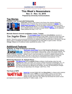 This Week’s Newsmakers Top Stories – Nov. 12, 2010 Nov. 5