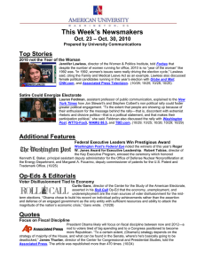 This Week’s Newsmakers Top Stories – Oct. 30, 2010 Oct. 23