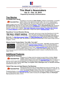This Week’s Newsmakers Top Stories – Oct. 15, 2010 Oct. 9
