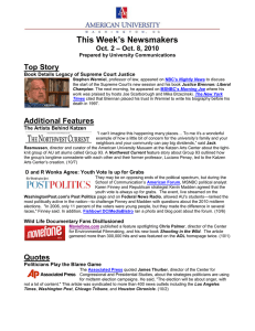 This Week’s Newsmakers Top Story Additional Features – Oct. 8, 2010