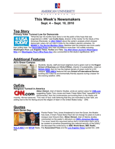 This Week’s Newsmakers Top Story – Sept. 10, 2010 Sept. 4