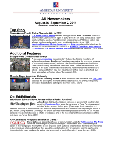 AU Newsmakers Top Story –September 2, 2011 August 26
