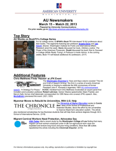 AU Newsmakers Top Story Additional Features – Match 22, 2013