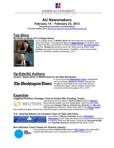 AU Newsmakers Top Story Op-Eds/AU Authors – February 22, 2013