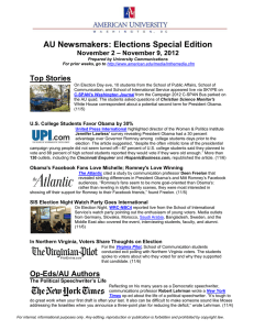 AU Newsmakers: Elections Special Edition Top Stories – November 9, 2012 November 2