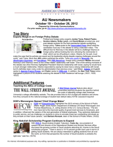 AU Newsmakers Top Story – October 26, 2012 October 19