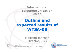 Outline and expected results of WTSA -
