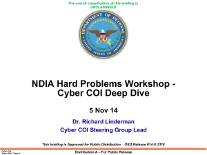 NDIA Hard Problems Workshop - Cyber COI Deep Dive  5 Nov 14