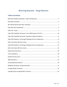 Morning Keynote - Greg Shannon Table of Contents