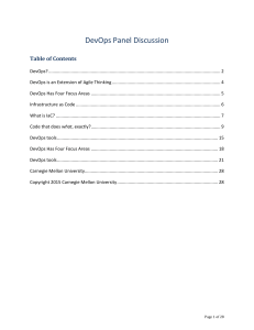 DevOps Panel Discussion Table of Contents