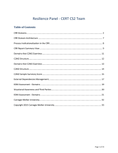 Resilience Panel - CERT CS2 Team Table of Contents