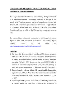 Costs for the USA of Compliance with the Kyoto Protocol:... Assessment of Official US estimates.
