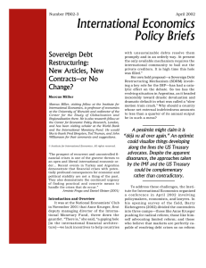 International Economics Policy Briefs Sovereign Debt Restructuring: