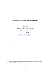 Knowledge Networks and Global Policy  Diane Stone Politics and International Studies