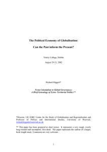 The Political Economy of Globalisation: Can the Past inform the Present?