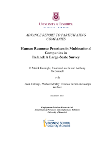 Human Resource Practices in Multinational Companies in Ireland: A Large-Scale Survey