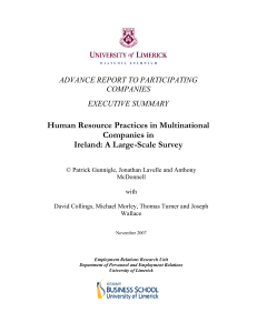 Human Resource Practices in Multinational Companies in Ireland: A Large-Scale Survey