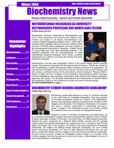 Biochemistry News  Winter 2008 MUTHUKRISHNAN RECOGNIZED AS UNIVERSITY