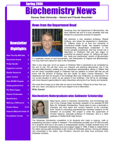 Biochemistry News Spring 2006 News from the Department Head