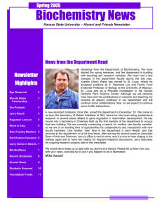 Biochemistry News Spring 2005  News from the Department Head