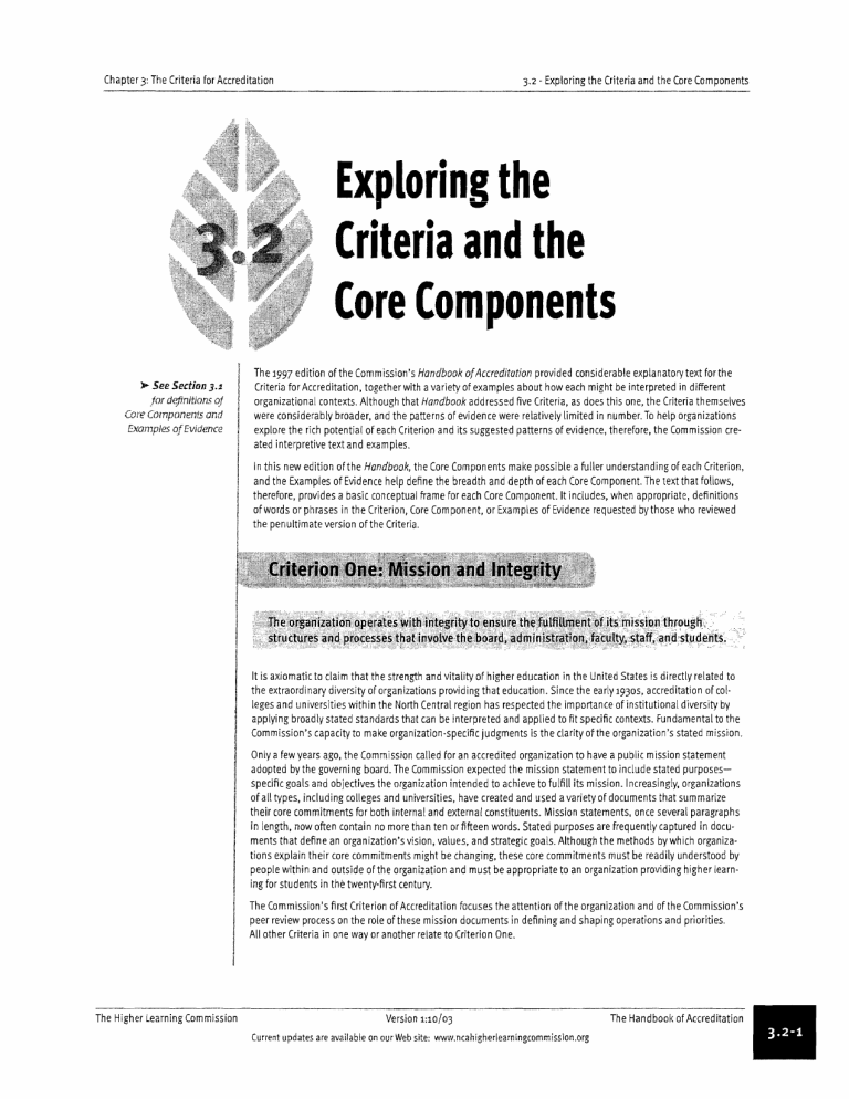 Exploring The Criteria And The Core Components 1997