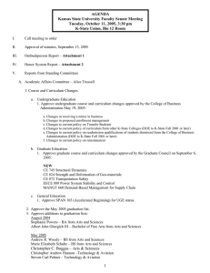 AGENDA Kansas State University Faculty Senate Meeting K-State Union, Big 12 Room