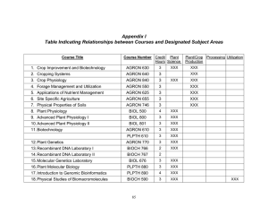 Appendix I Table Indicating Relationships between Courses and Designated Subject Areas