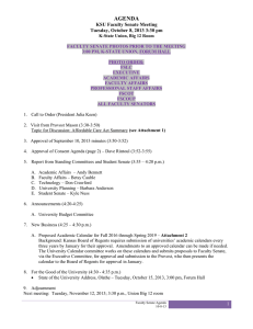 AGENDA KSU Faculty Senate Meeting Tuesday, October 8, 2013 3:30 pm