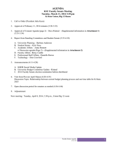 AGENDA KSU Faculty Senate Meeting Tuesday, March 11, 2014 3:30 pm