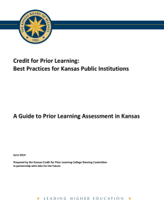 Credit for Prior Learning: Best Practices for Kansas Public Institutions