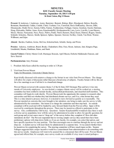 MINUTES  KSU Faculty Senate Meeting Tuesday, September 10, 2013 3:30 pm