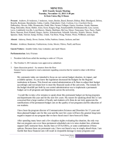 MINUTES  KSU Faculty Senate Meeting Tuesday, November 12, 2013 3:30 pm