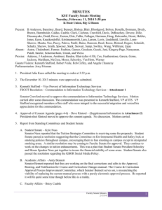 MINUTES  KSU Faculty Senate Meeting Tuesday, February 11, 2014 3:30 pm