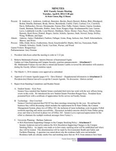 MINUTES  KSU Faculty Senate Meeting Tuesday, April 8, 2014 3:30 pm