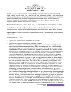 MINUTES  KSU Faculty Senate Meeting  Tuesday, April 12, 2016, 3:30 pm  K‐State Union, Big 12 room