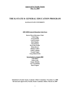 THE K-STATE 8: GENERAL EDUCATION PROGRAM Approved by Faculty Senate