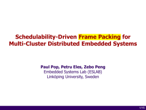 Schedulability-Driven Frame Packing for Multi-Cluster Distributed Embedded Systems Embedded Systems Lab (ESLAB)