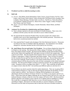 Minutes of the KSU Classified Senate November 2, 2011  I.