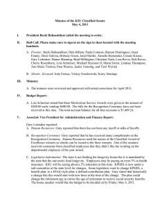 Minutes of the KSU Classified Senate May 4, 2011  I.
