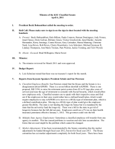 Minutes of the KSU Classified Senate April 6, 2011  I.