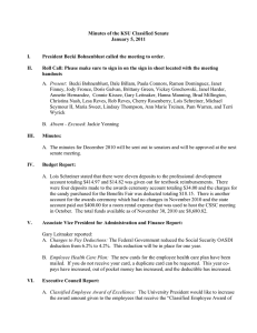 Minutes of the KSU Classified Senate January 5, 2011  I.