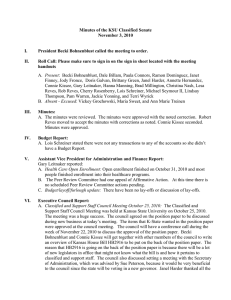 Minutes of the KSU Classified Senate November 3, 2010  I.