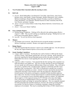 Minutes of the KSU Classified Senate August 5, 2009  I.