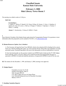 Classified Senate Kansas State University February 2, 2000 Hale Library Tower Room 3